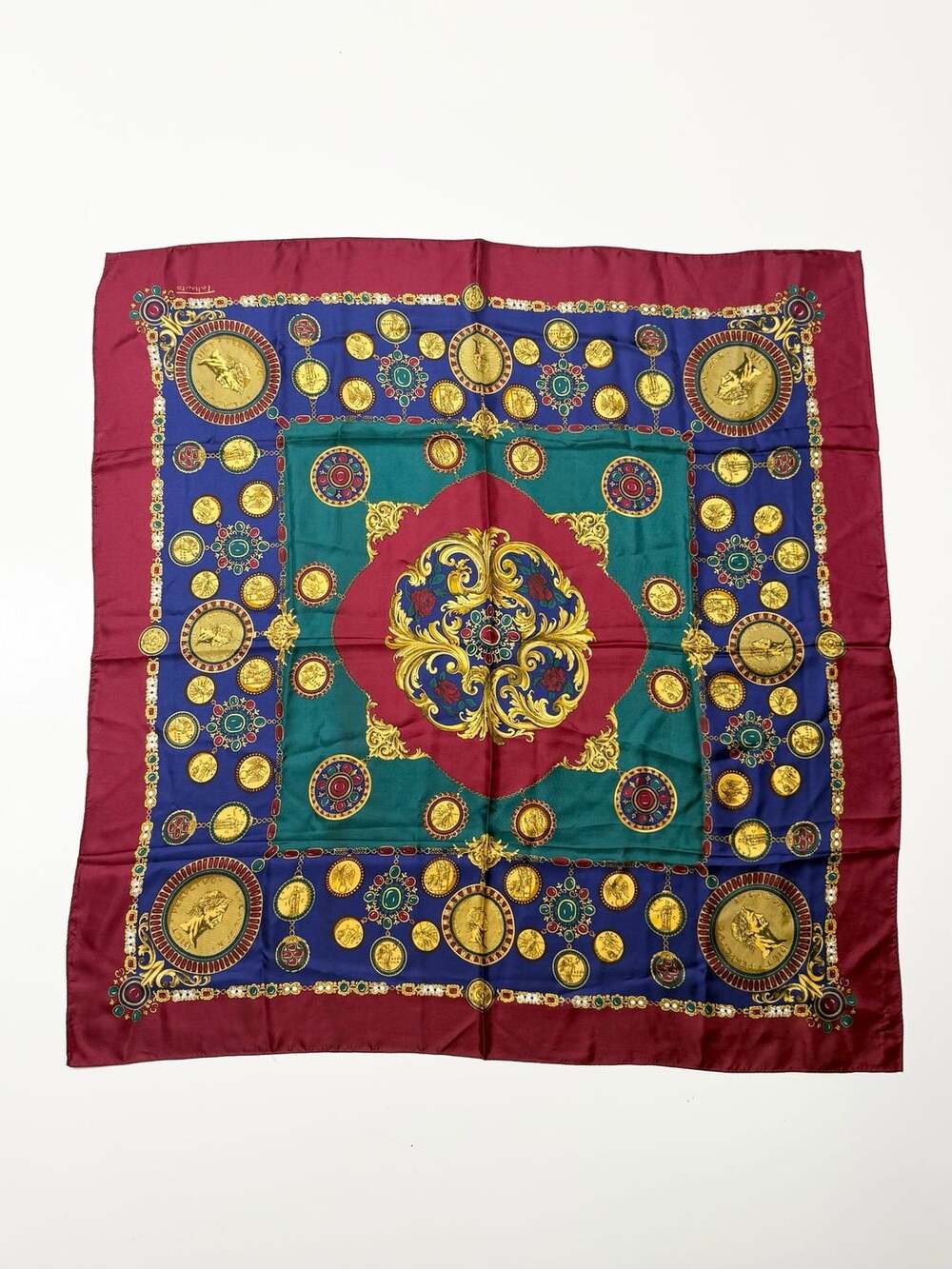 Talbots Silk Scarf Coin Old Money Dark Academia Quiet Luxury Baroque Vintage